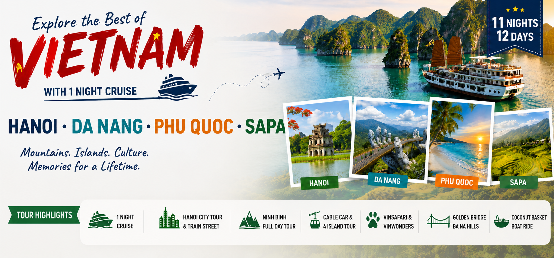 HANOI, DA NANG, PHU QUOC & SAPA WITH CRUISE (11 NIGHTS / 12 DAYS)