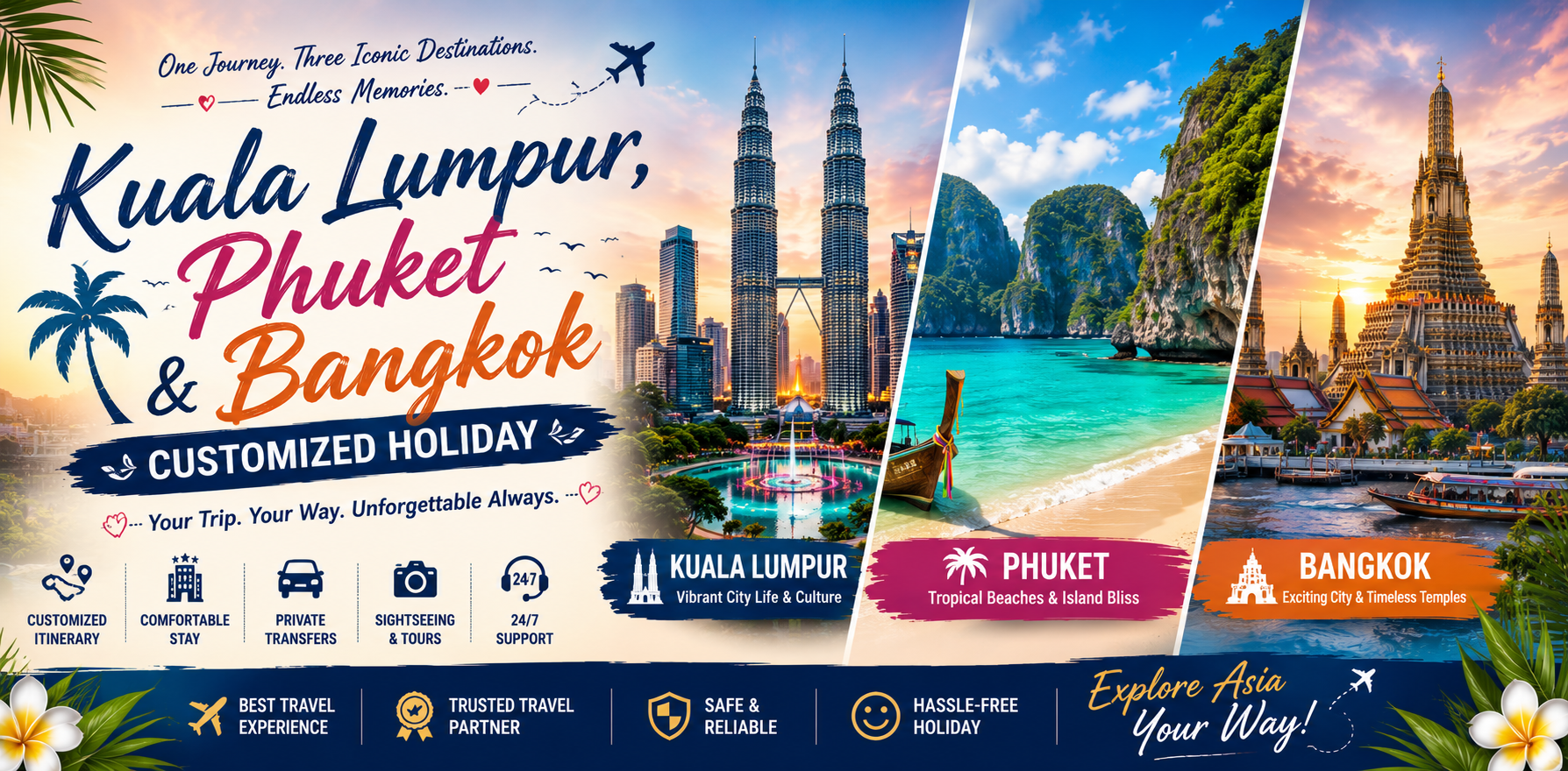 ✈️🌆 Kuala Lumpur, Phuket & Bangkok City–Island Getaway